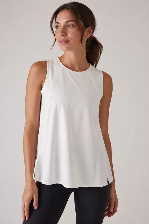 Athleta Tops - Athleta Women's Zephyr Refined Tank White Stretch Sleeveless Top M